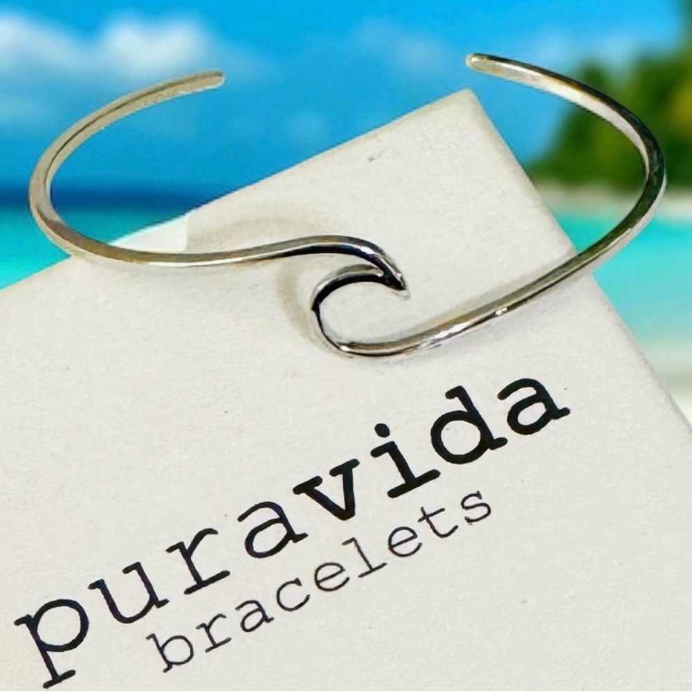 NEW PURA VIDA Silver Wave Cuff Bracelet